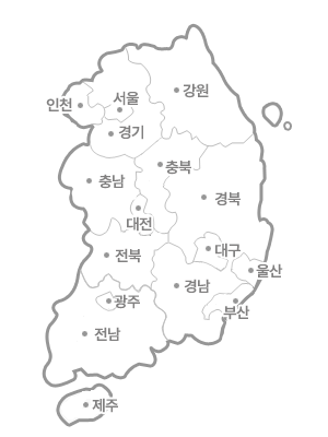 시, 도 표기 전국 지도